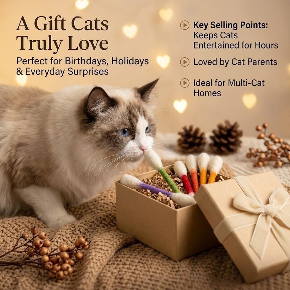 6Pack Cotton Swabs Cat Toys with Catnip