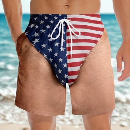 Personalized Funny Patriotic Mens Swim Trunks