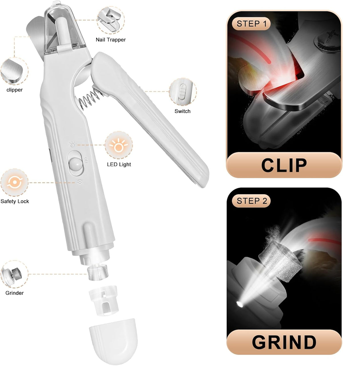 ❤️2-in-1 LED Pet Nail Clipper & Grinder – Rechargeable Safety Trimmer