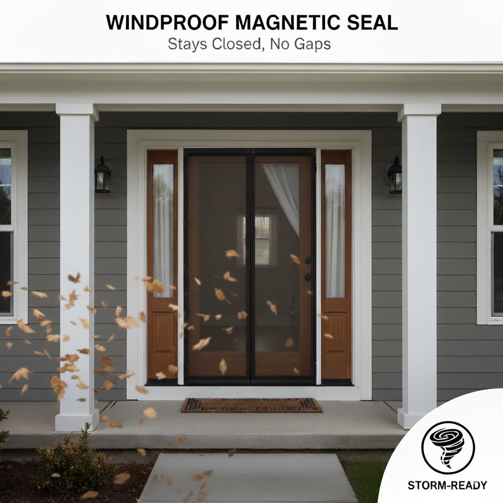 Premium Magnetic Screen Door, Heavy-Duty Reinforced Mesh