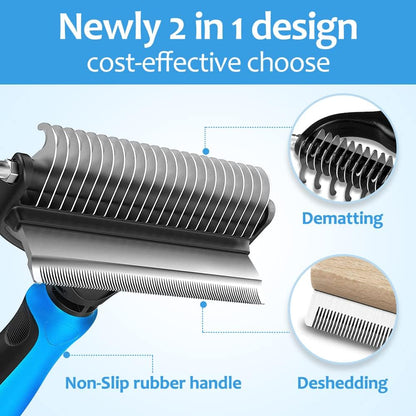❤️2-in-1 Undercoat Rake & Deshedding Brush for Dogs & Cats