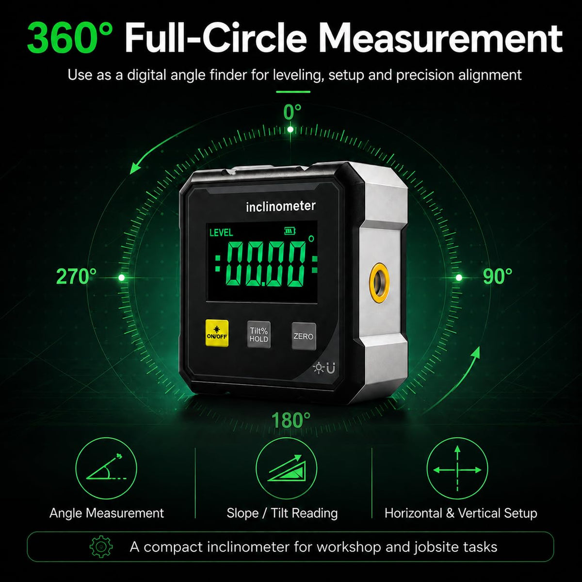 Digital Angle Finder Protractor With 4-Side Magnetic Base
