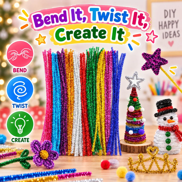 🎁200pcs Mixed Color Glitter Pipe Cleaners For DIY Crafts
