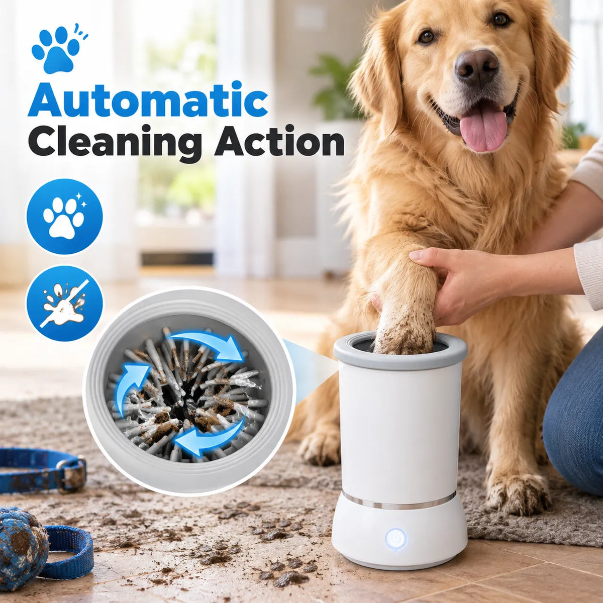 🎁Electric Pet Paw Cleaner Cup – Soft Silicone Brush for Cleaner Paws at Home