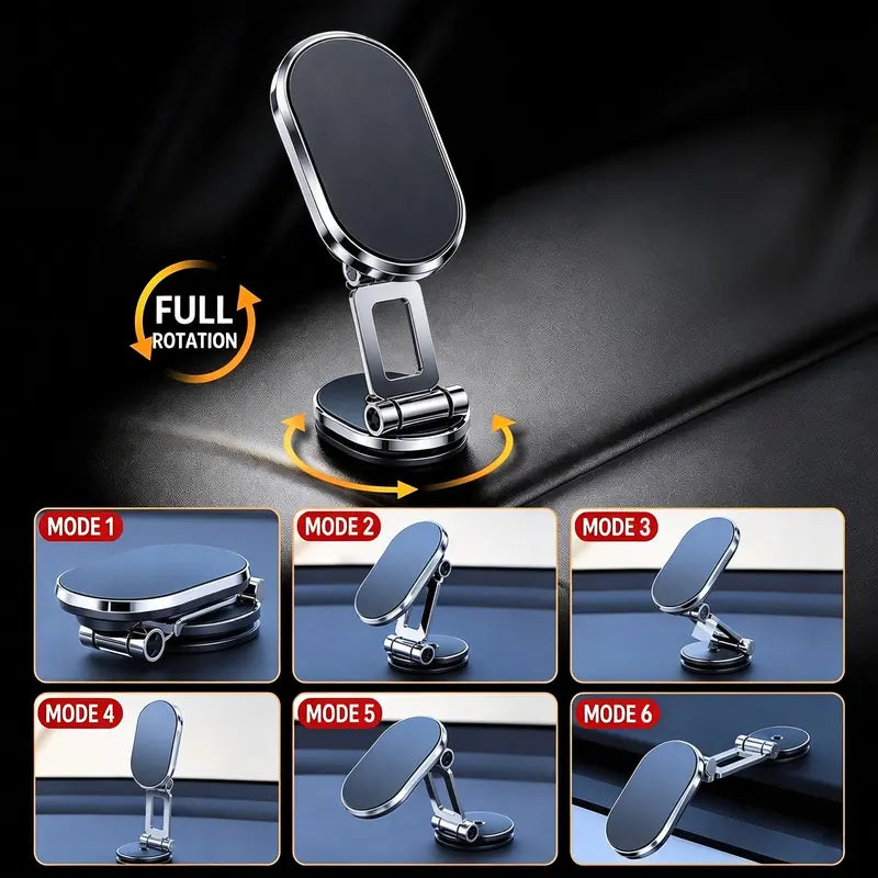 🎁Foldable Magnetic Car Phone Mount – 360° Rotating Dashboard Stand