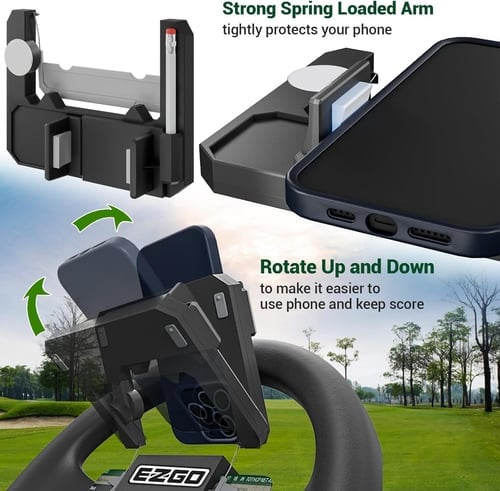 Golf Cart Steering Wheel Phone Holder – Universal Phone & Scorecard Mount for Golf Carts ⛳📱
