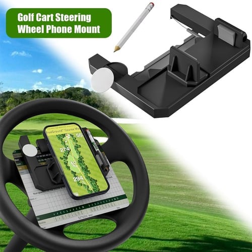 Golf Cart Steering Wheel Phone Holder – Universal Phone & Scorecard Mount for Golf Carts ⛳📱