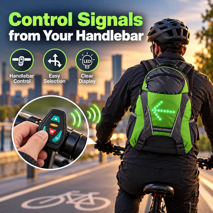 🎁LED Signal Backpack – 15L Waterproof Cycling Backpack with Wireless Turn Signal Remote