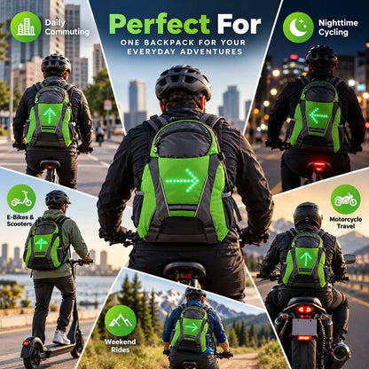 🎁LED Signal Backpack – 15L Waterproof Cycling Backpack with Wireless Turn Signal Remote
