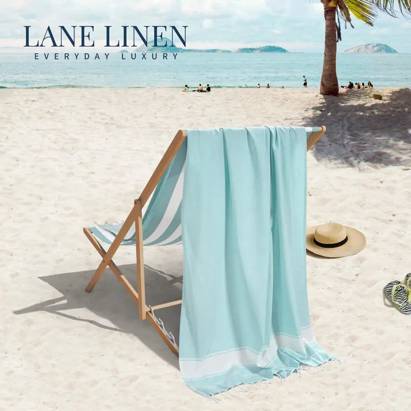 LANE LINEN XL Beach Towel – Lightweight Quick-Dry Sand-Free Hammam Towel for Beach, Pool & Travel 🌞🏖️