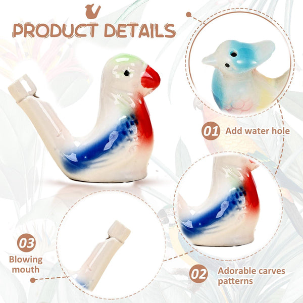 Silbatos de Cerámica con Forma de Pájaro – Juguetes Coloridos Artesanales para Niños y Adultos (Set de 3)