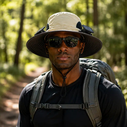 2026 Outdoor Wide Brim Cooling Hat with Dual Fans & UPF 50+ Sun Protection