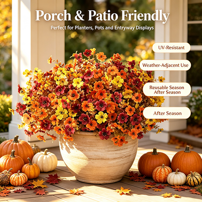 Fall Artificial Flower Halloween 12pcs. UV Resistant Colorful Fake Flower🍂