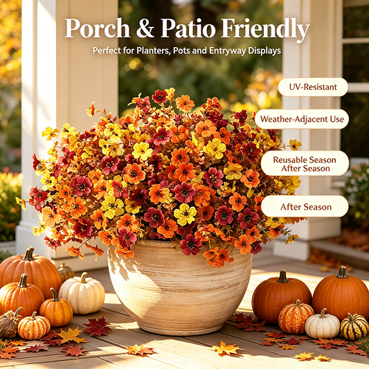 Fall Artificial Flower Halloween 12pcs. UV Resistant Colorful Fake Flower🍂