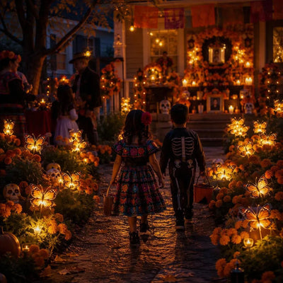 Solar Marigold Butterfly Memorial Garden Lights