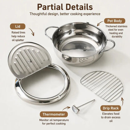 304 Stainless Steel Deep Fryer Pot With Thermometer