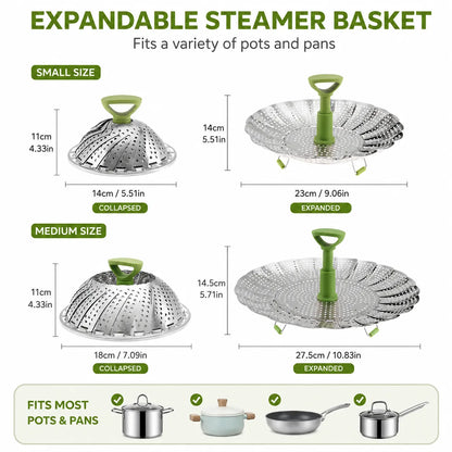 Expandable Stainless Steel Folding Steamer Basket