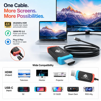 USB-C to HDMI 4K60Hz Adapter with 100W PD Charging