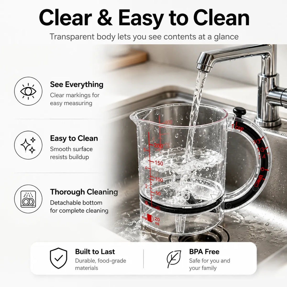 Adjustable 4-in-1 Measuring Cup with Dual Scale