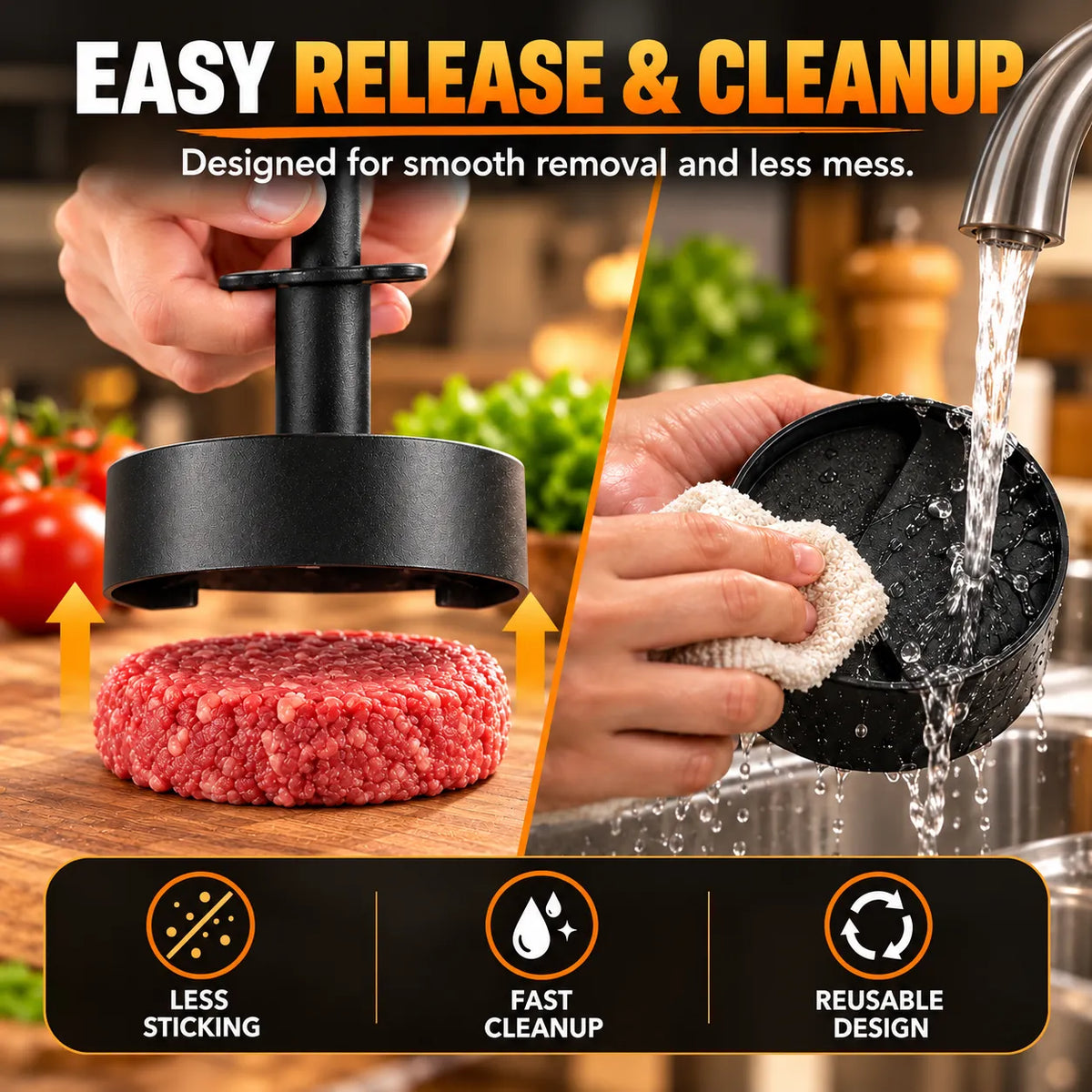 🎁Hamburger Patty Maker with Press Handle – Easy Burger Mold