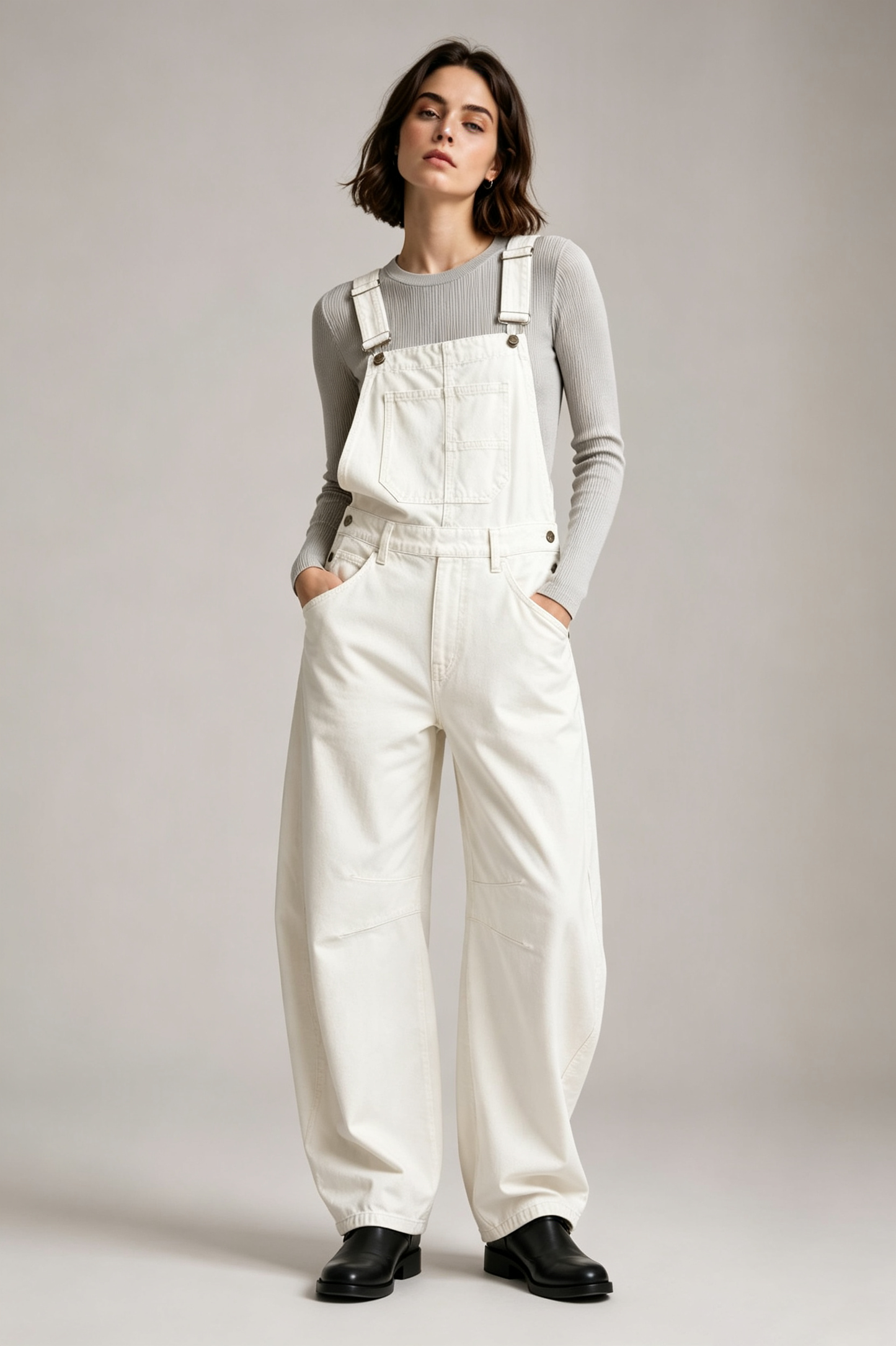 Women’s Relaxed Wide-Leg Denim Overalls