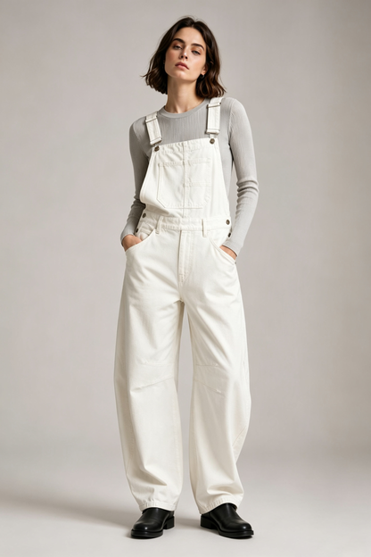 Women’s Relaxed Wide-Leg Denim Overalls