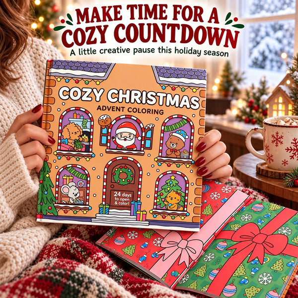 🎁Christmas Advent Calendar Coloring Book, 24-Day Holiday Countdown Activity Book, Festive Christmas Coloring Pages for Kids & Adults, Creative Christmas Gift