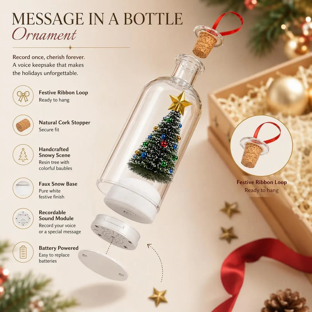 Recordable Christmas Message Bottle Keepsake With Snowy Tree