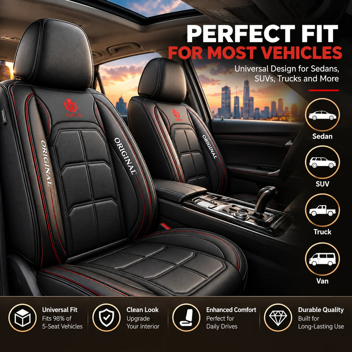 🎁Universal 9D PU Leather Car Seat Covers – Full Seat Protection
