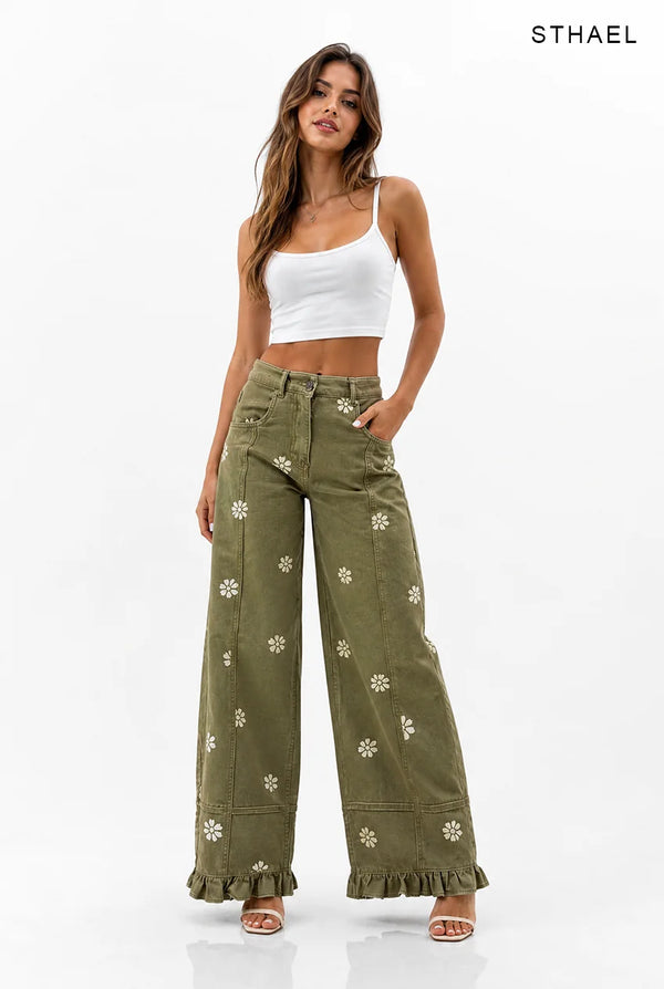 Women’s Printed Wide Leg Barrel Jeans With Y2K Style