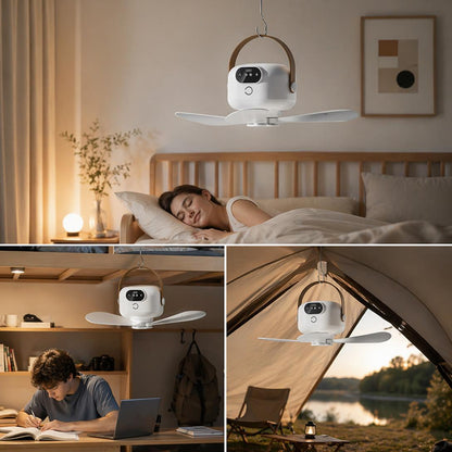 Rechargeable Portable Fan With LED Light & Remote Control