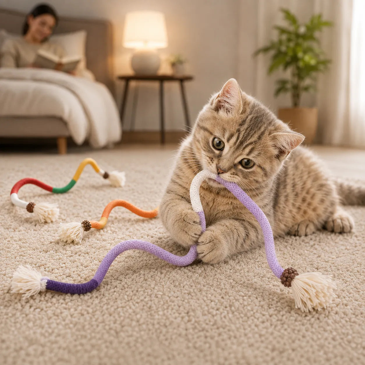 3pcs Interactive Cat Chew Rope Toys for Dental Care &amp; Play