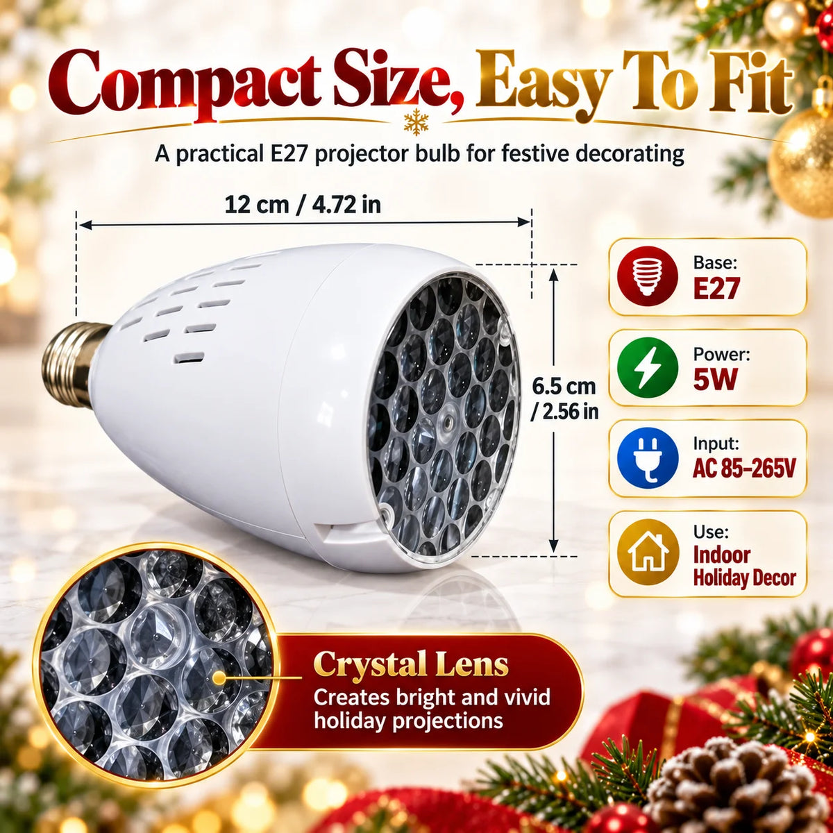 🎁E27 Rotating Christmas Snowflake Projector Light Bulb