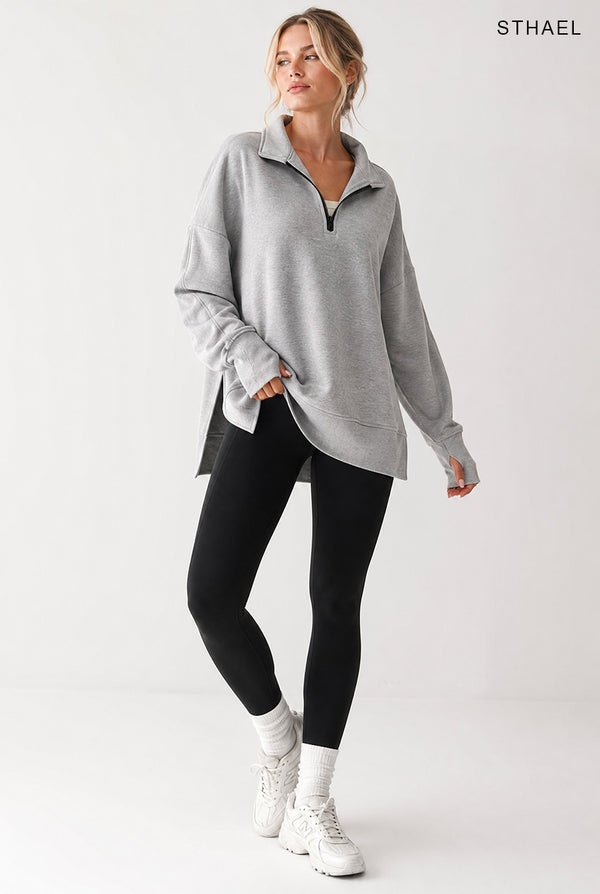 Women's Oversized Quarter Zip Pullover Sweatshirt