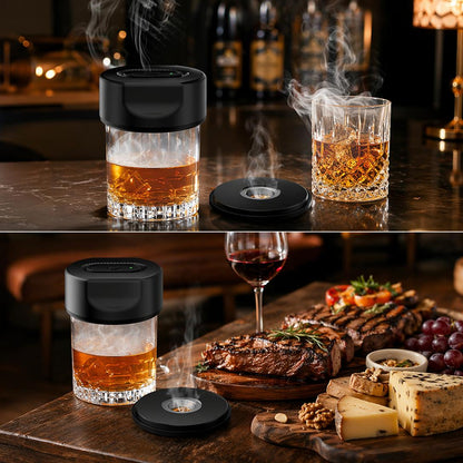 Electric Cocktail Smoker Kit – Rechargeable Whiskey Smoker with 6 Wood Chip Flavors