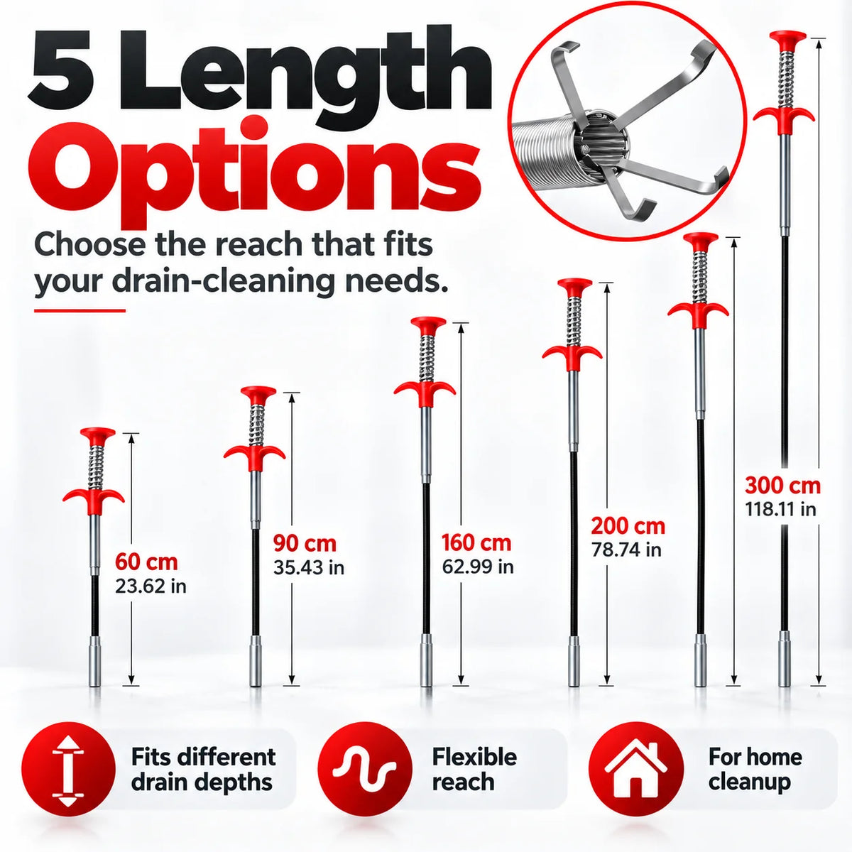 🎁Flexible Four-Claw Drain Grabber &amp; Clog Remover Tool
