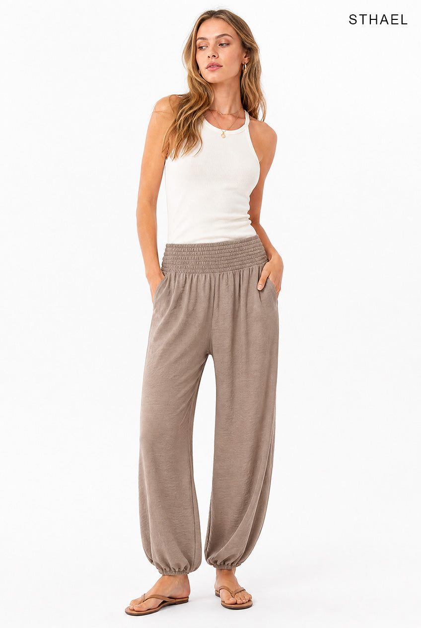 Women's Pleated High Waist Harem Pants With Pockets