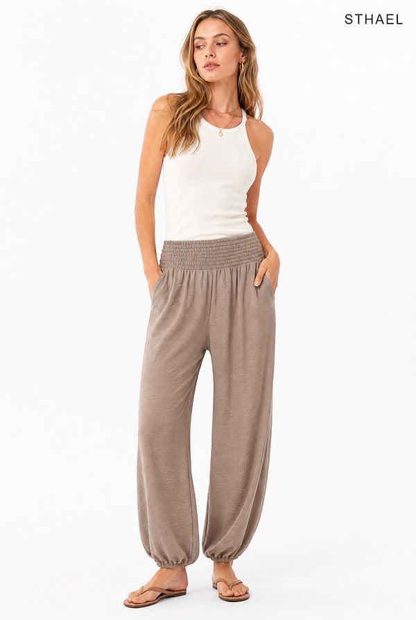 Women's Pleated High Waist Harem Pants With Pockets