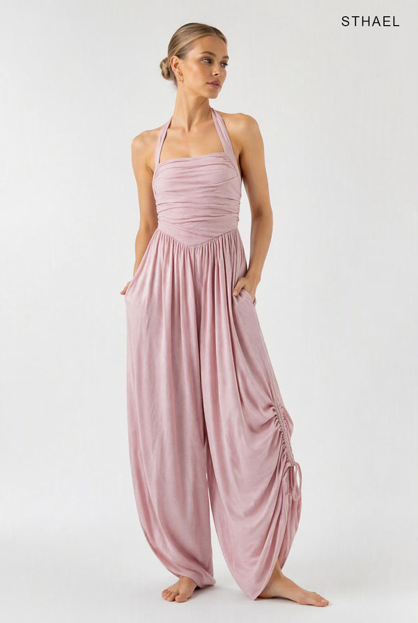 Damen-Jumpsuit mit eckigem Ausschnitt und weitem Bein