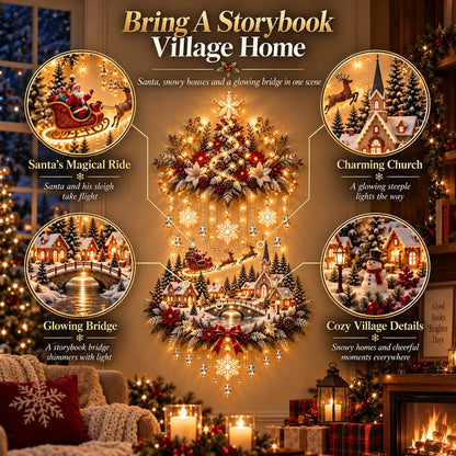 🎁Illuminated Christmas Tree &amp; Snowy Village Wall Hanging