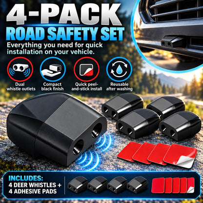 🎁4-Pack Dual Deer Warning Whistles – Compact Airflow-Activated Wildlife Alert for Cars, SUVs & Trucks