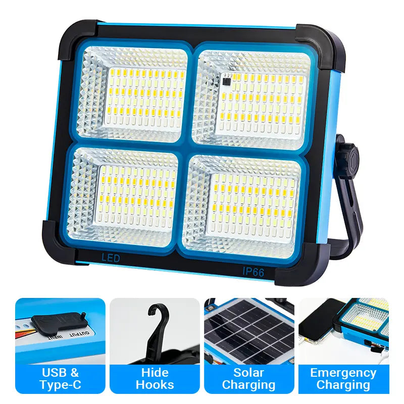 🎁Solar Rechargeable LED Work Light – 288 LEDs, Magnetic &amp; Waterproof