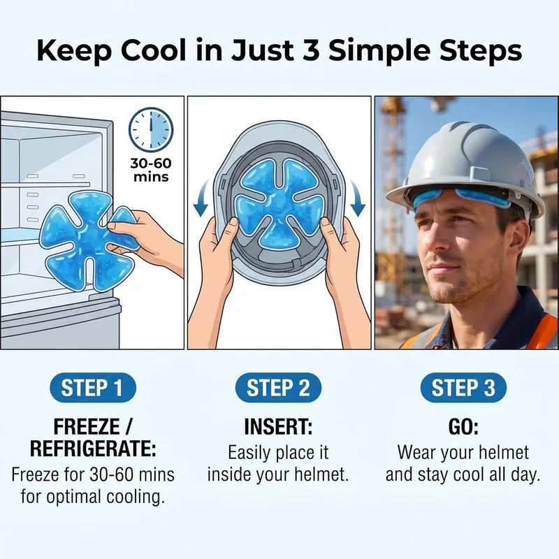 ❄️Reusable Cooling Gel Ice Packs for Hard Hats & Caps