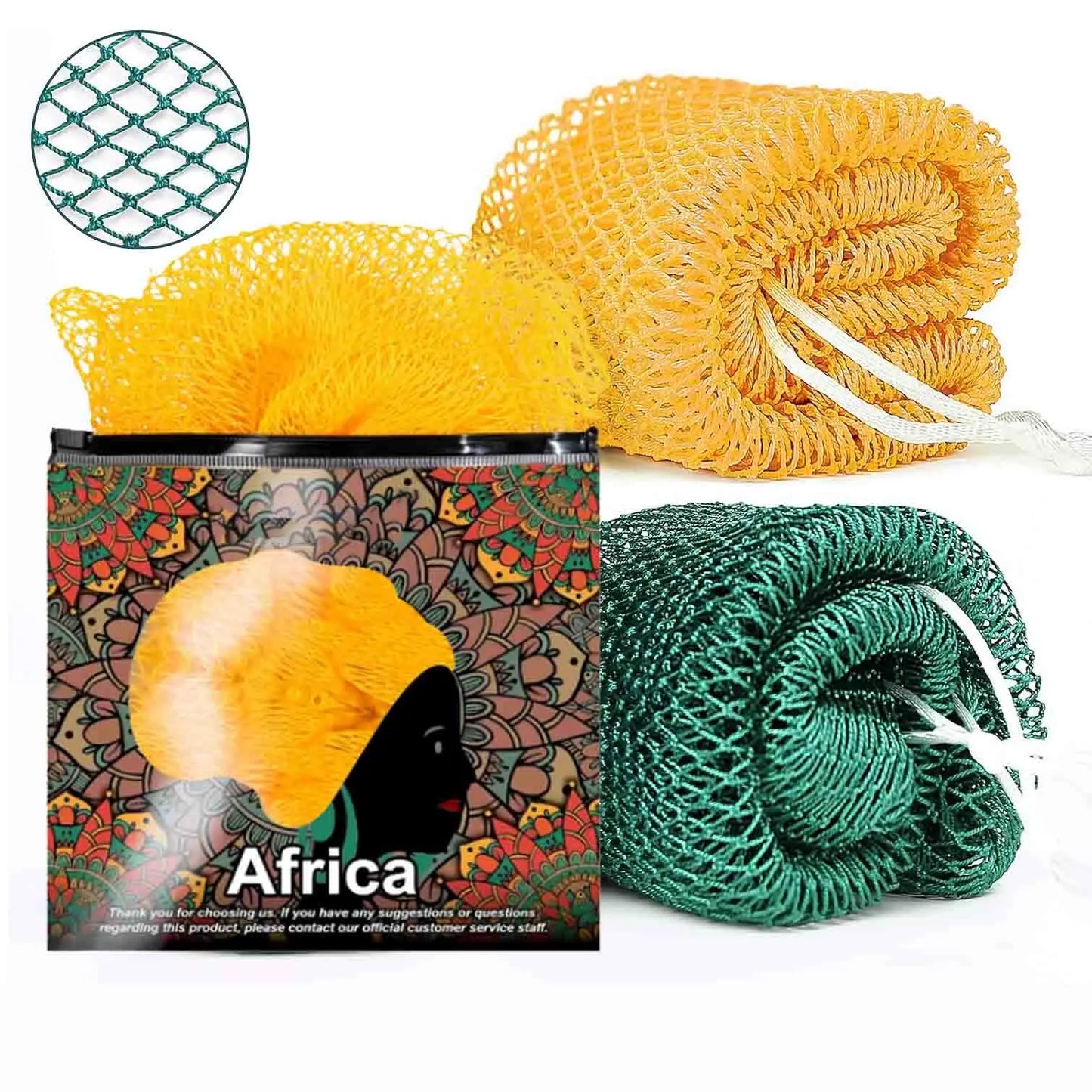 Summervibes African Exfoliating Net Bath Sponge for Deep Cleansing & Body Exfoliation