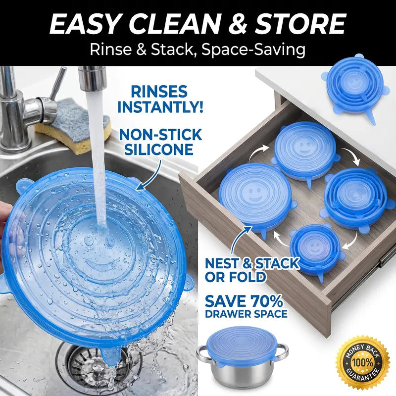 Universal Reusable Silicone Lids – 6-Pack
