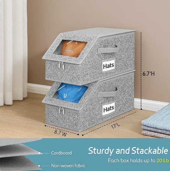 49% OFF This Week Promotions🎉🎉Stackable Hat Storage Boxes for Baseball Caps