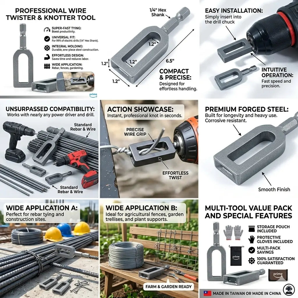 ⚡ Multifunctional Wire Twister / Knotter – High Efficiency Wire Winding Tool