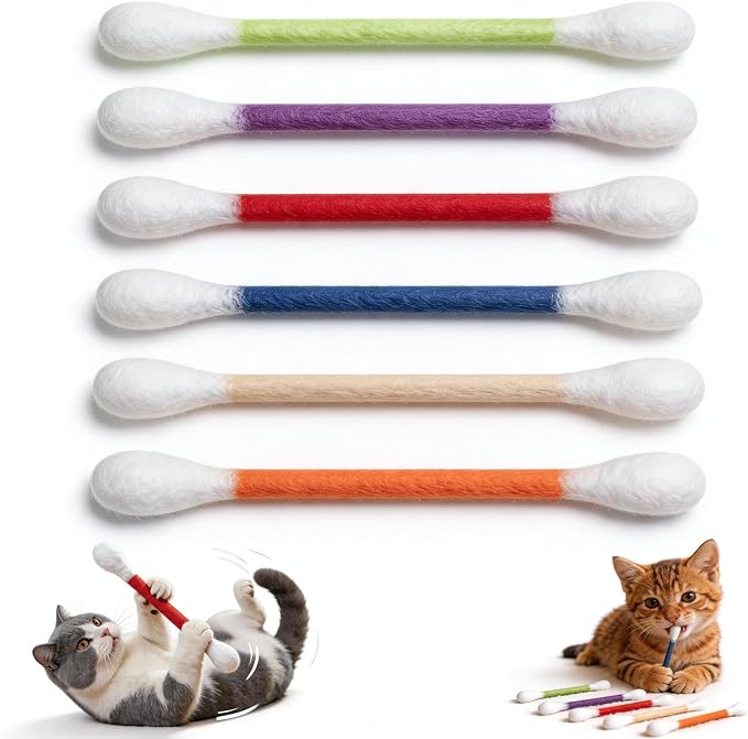 6Pack Cotton Swabs Cat Toys with Catnip