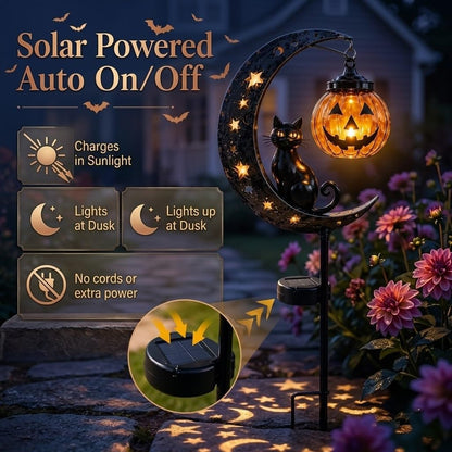 🌙 Solar-Powered Black Cat Garden Stake Light
