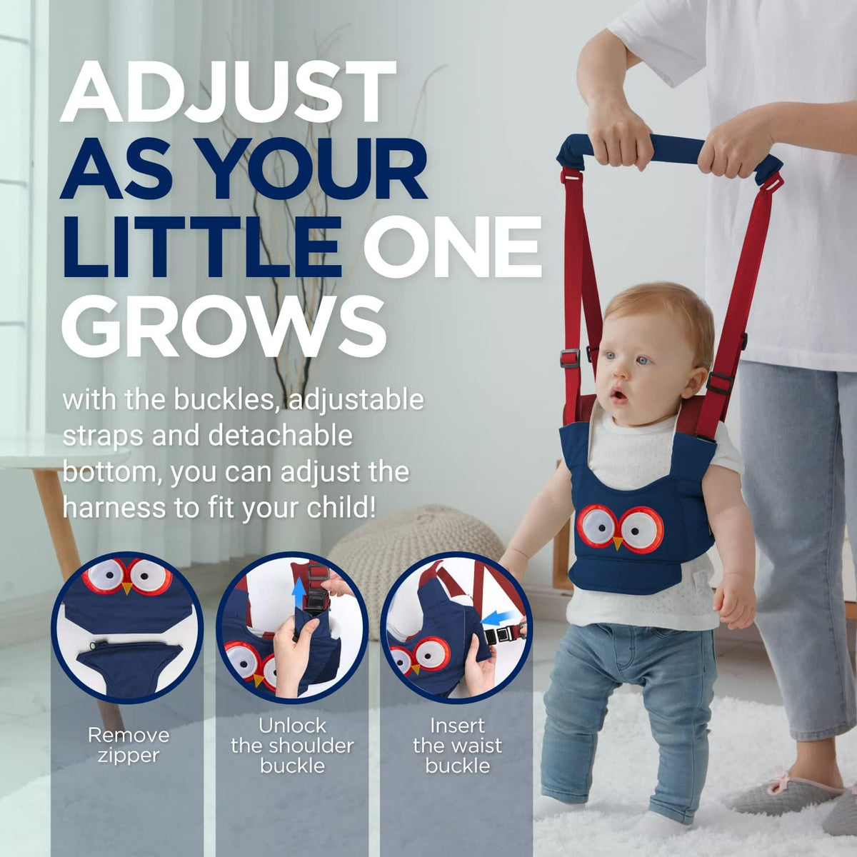 Adjustable Baby Walking Harness With Support Handl